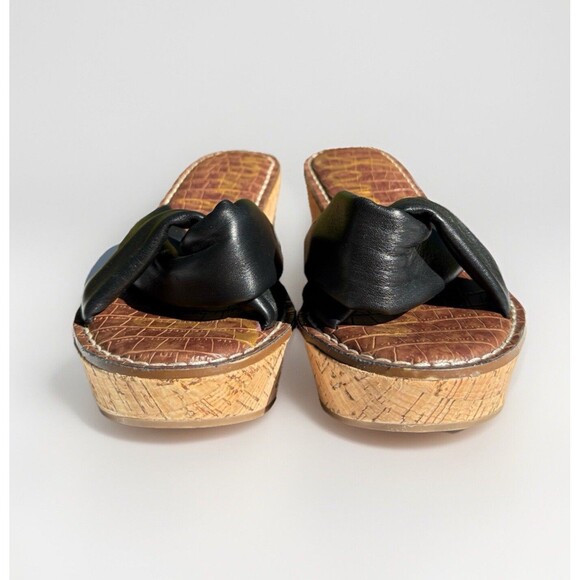 Sam Edelman Ramsey Black Sandals Womens Size 7.5 M Leather Upper Wedge Cork Heel - Picture 2 of 10